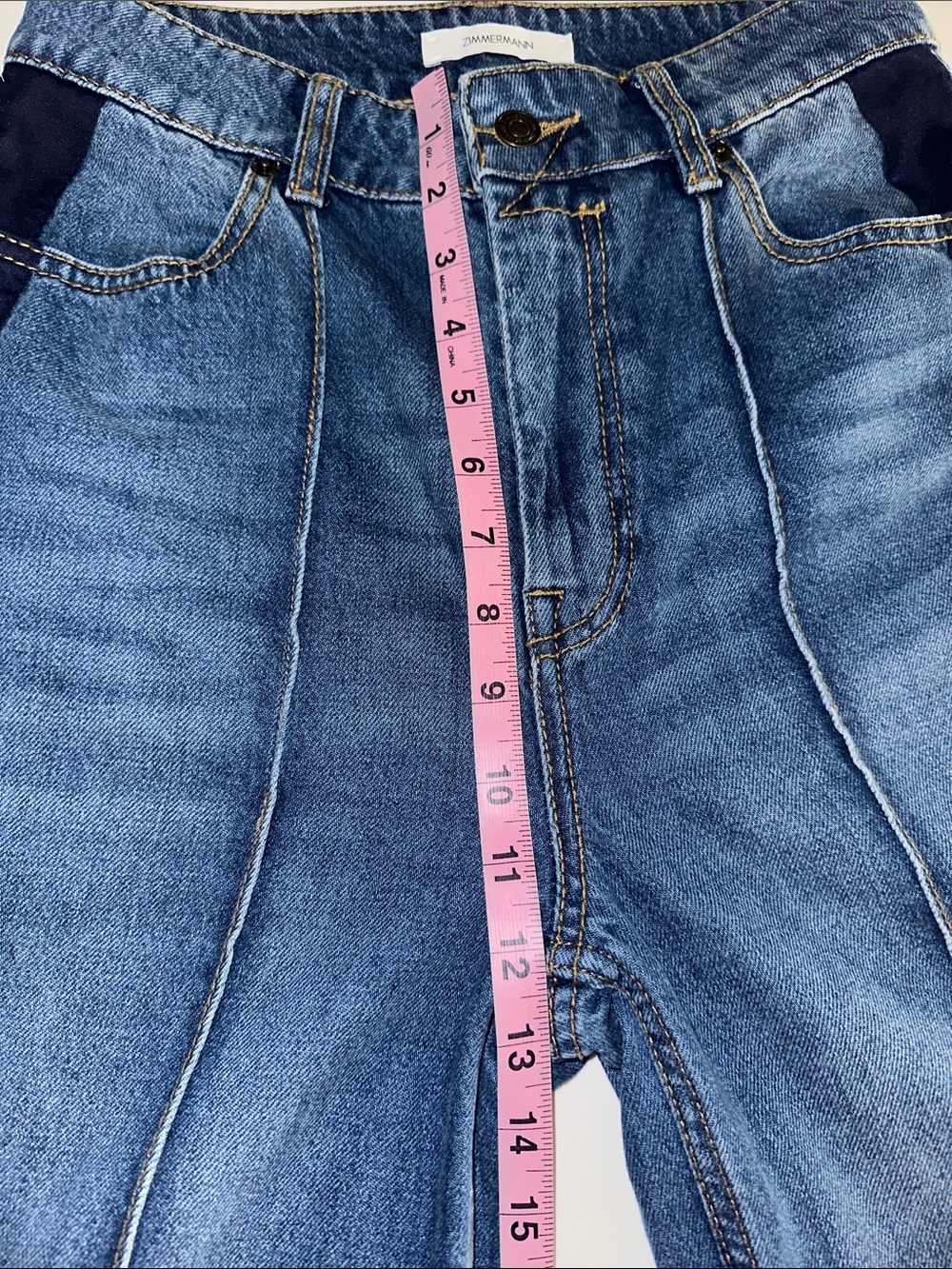 Zimmermann “Rhythmic” super flare 70s style jeans w contrast side piping 28 - Picture 10 of 12
